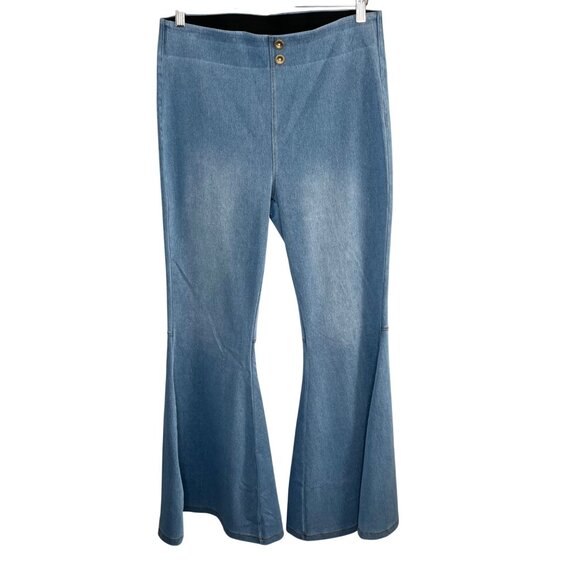 Halara Womens Bell Bottom Stretch Pull On Flare Jeans Light Wash XL - Picture 1 of 7